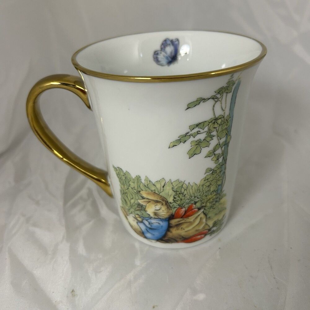 Beatrix Potter Peter Rabbit Gold Handle Mug Butterfly Interior Cup 2026